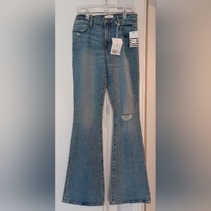 NWT Frame Denim 29 Le High Flare Crystal Shores Rips Distressed Faded Blue Jeans